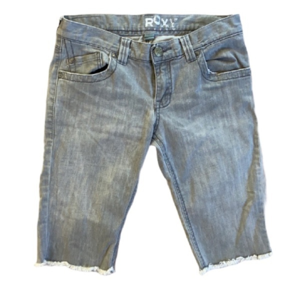 ROXY Woman’s Grey Washed Denim Bermuda Shorts Juniors Size 5